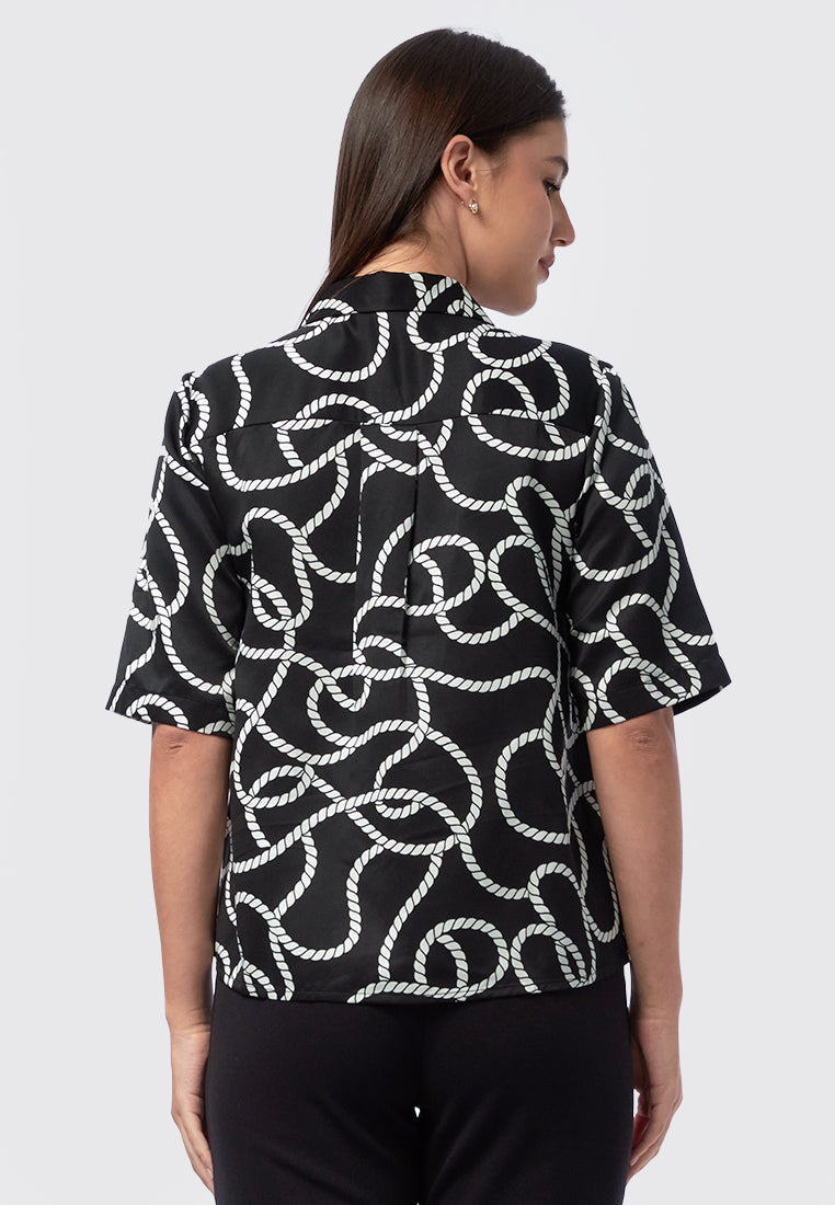 Printed Long Sleeve Loose Blouse
