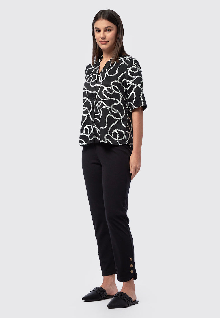 Printed Long Sleeve Loose Blouse