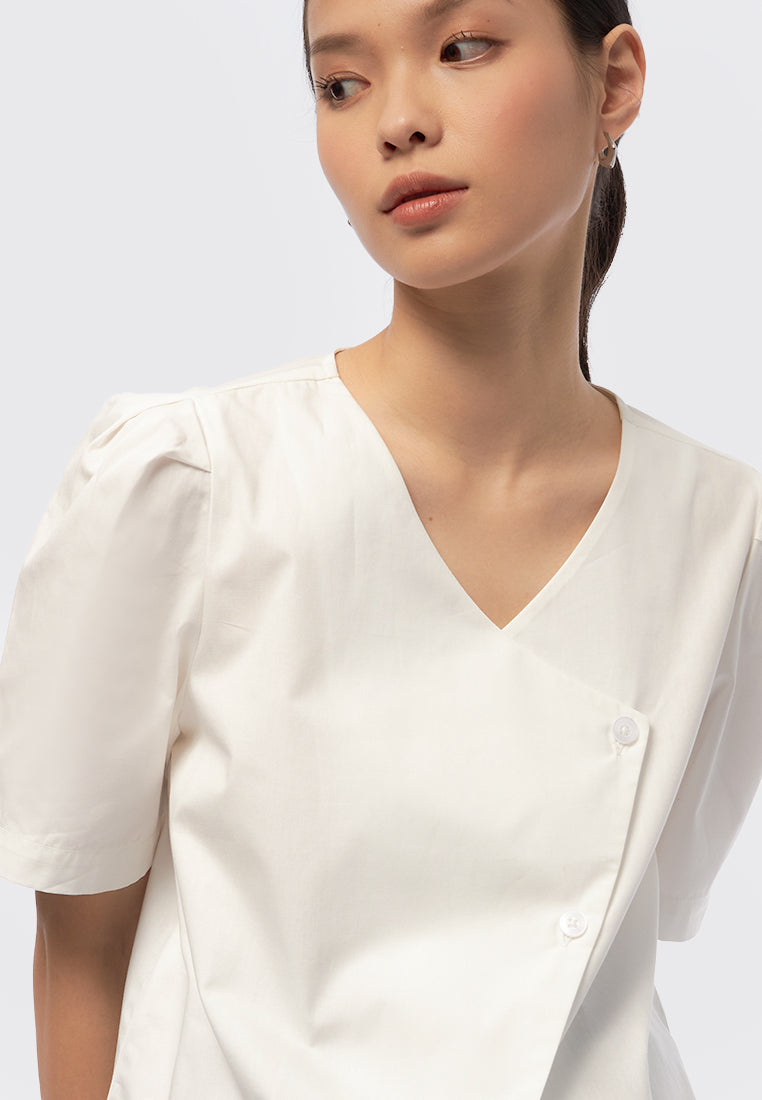 Asymmetrical Short Sleeve Blouse