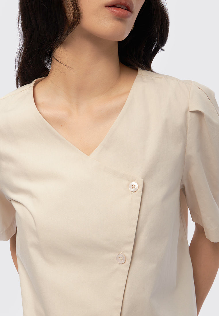 Asymmetrical Short Sleeve Blouse