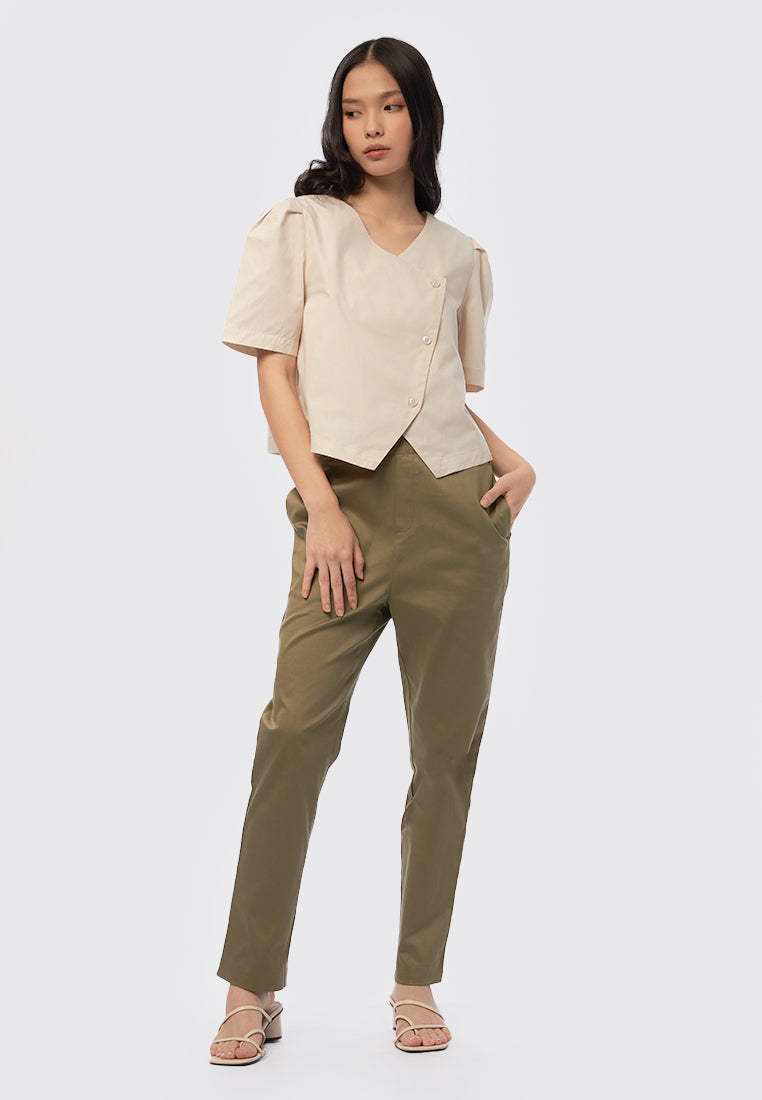 Asymmetrical Short Sleeve Blouse