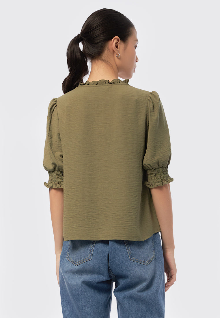 V-Neck 3/4 Sleeves Blouse