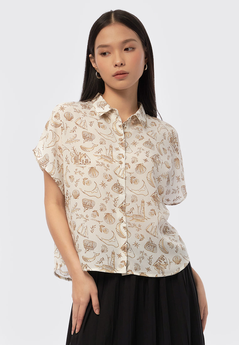 Printed Short Sleeves Blouse