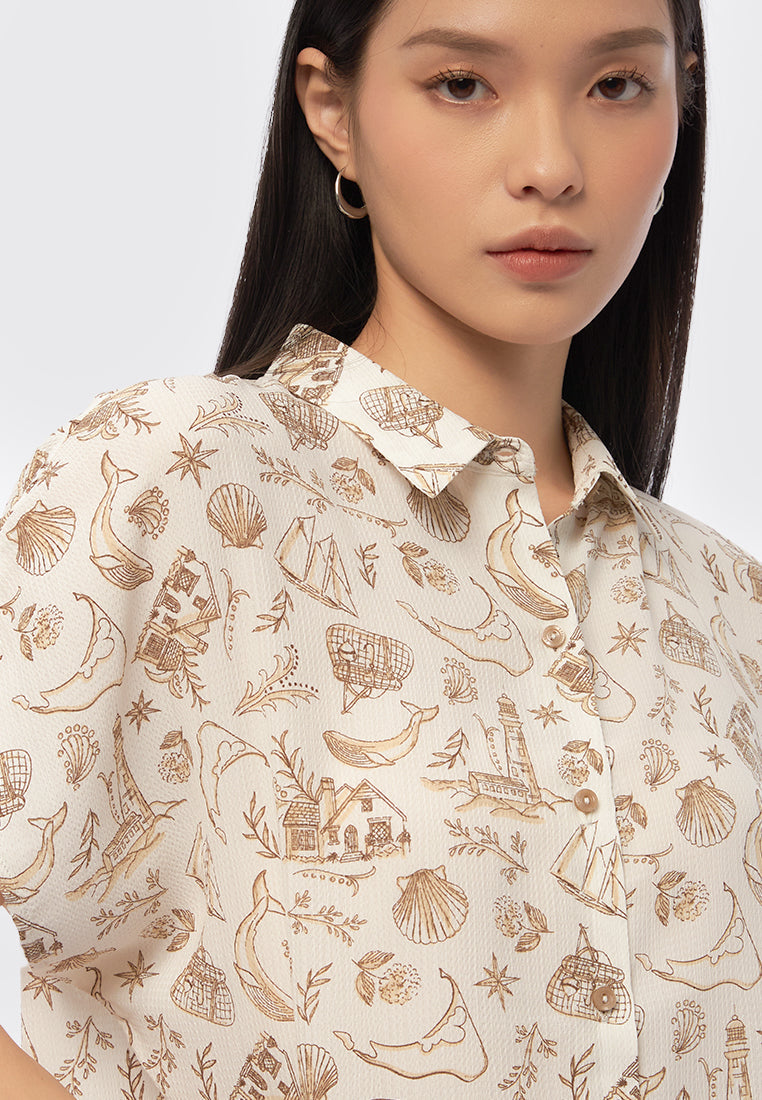 Printed Short Sleeves Blouse
