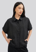 Stripes Short Sleeve Blouse Black