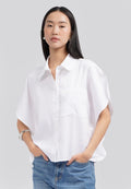 Rounded Short Sleeve Blouse Off White
