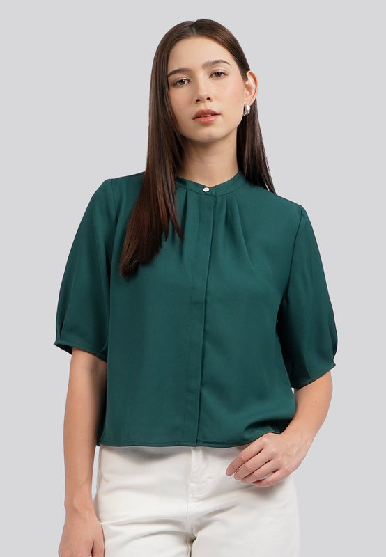 Round Neck Puff Sleeve Blouse