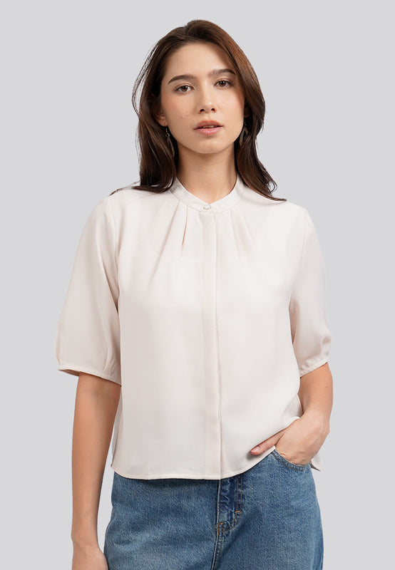Round Neck Puff Sleeve Blouse