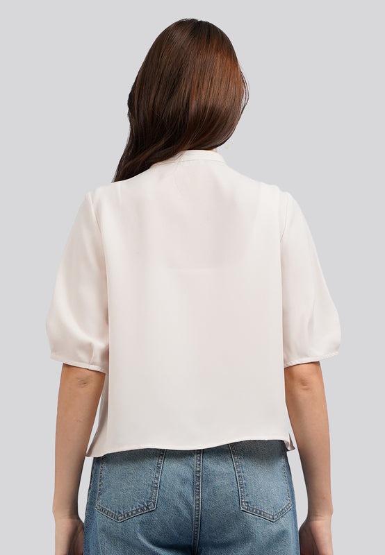 Round Neck Puff Sleeve Blouse