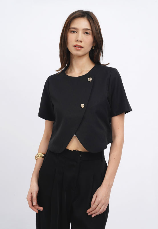 Short Sleeve Asymmetrical Blouse