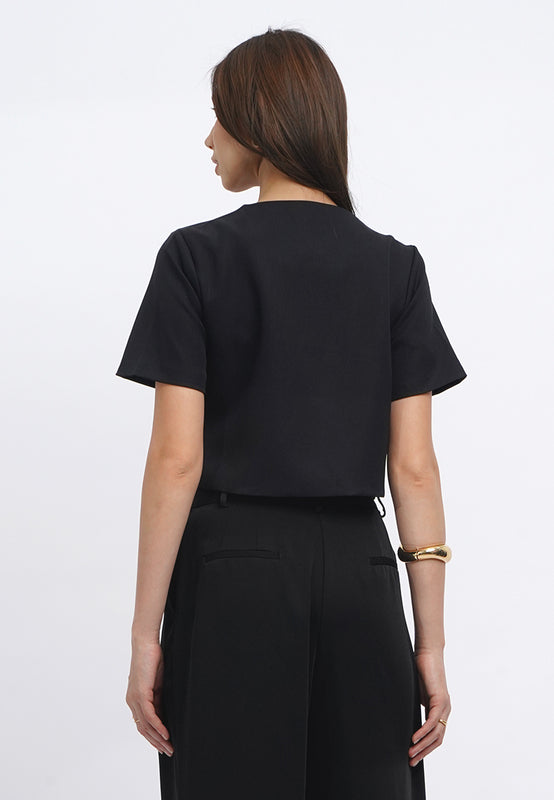Short Sleeve Asymmetrical Blouse