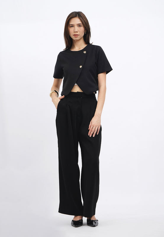 Short Sleeve Asymmetrical Blouse