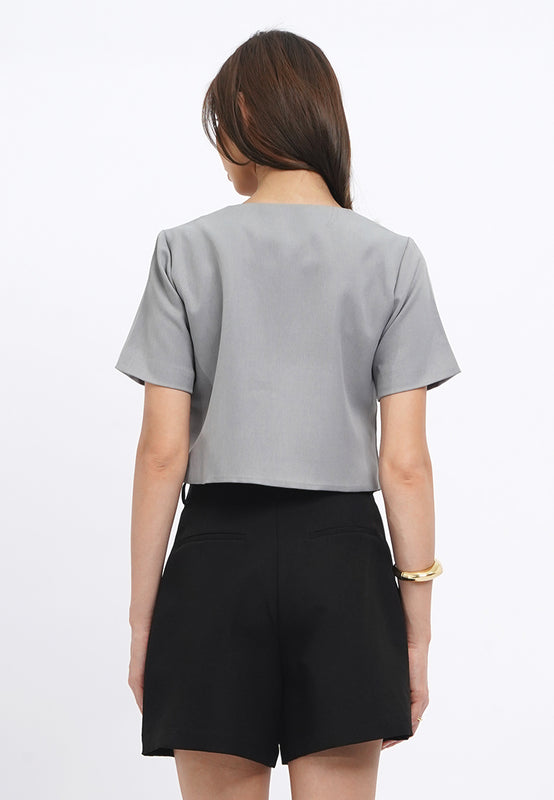Short Sleeve Asymmetrical Blouse