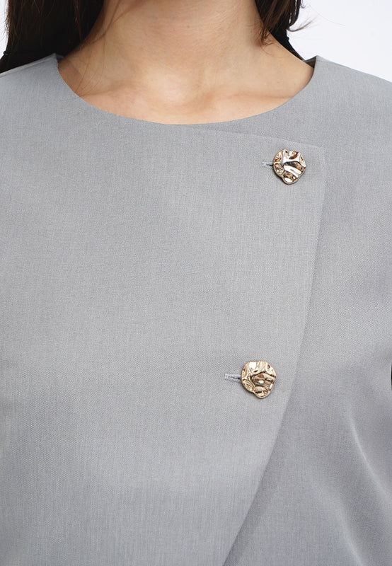 Short Sleeve Asymmetrical Blouse