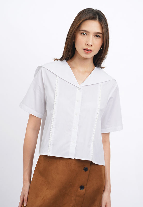 Short Sleeve Sailor Collar Shirt