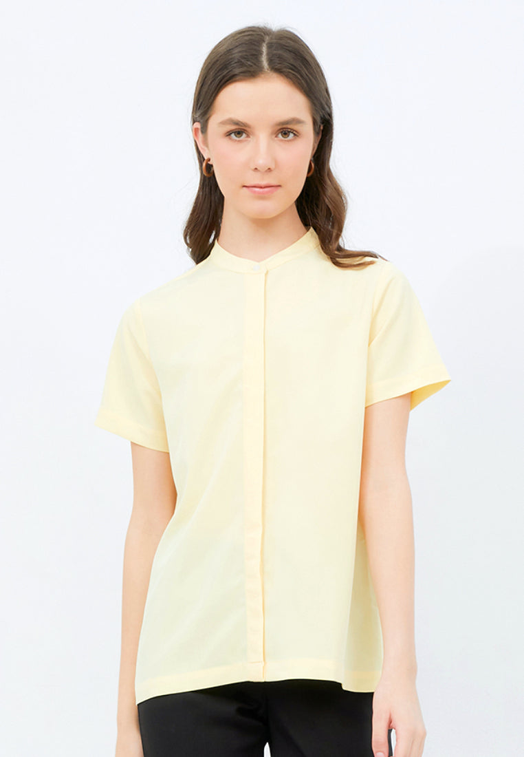 Short Sleeve Mandarin Collar Blouse
