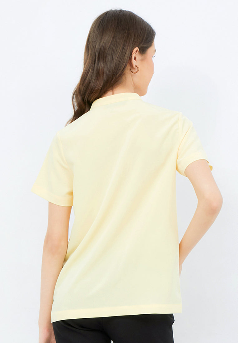 Short Sleeve Mandarin Collar Blouse