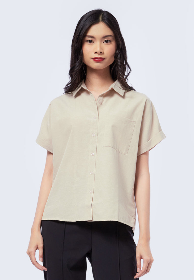 Short Sleeve Boxy Shirt with Pocket