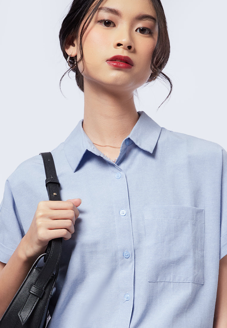 Short Sleeve Boxy Shirt with Pocket