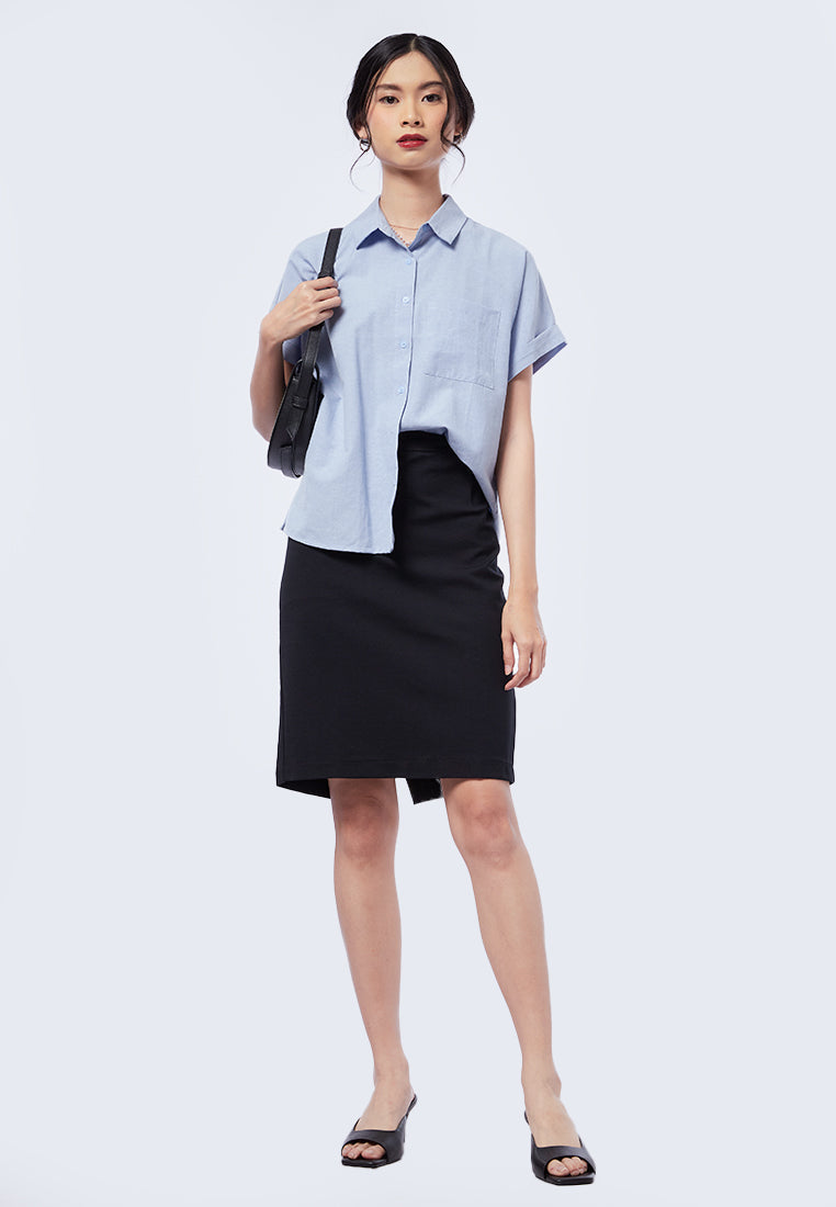 Short Sleeve Boxy Shirt with Pocket