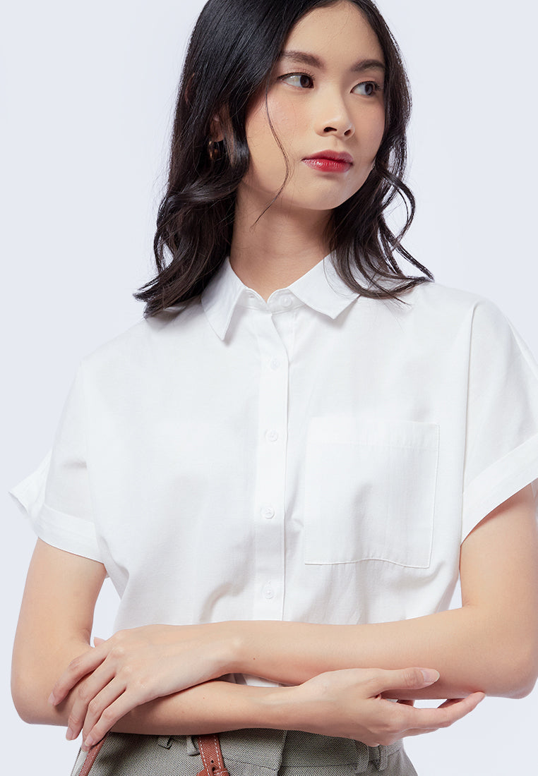 Short Sleeve Boxy Shirt with Pocket