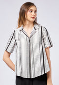 Printed Notch Collar Blouse
