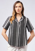 Printed Notch Collar Blouse