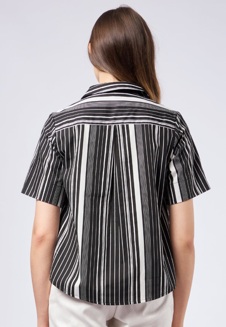 Printed Notch Collar Blouse