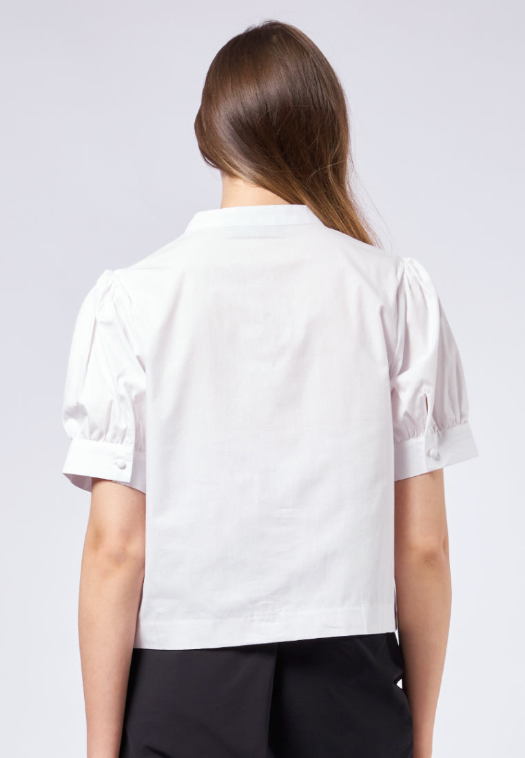 Short Balloon Sleeve Blouse