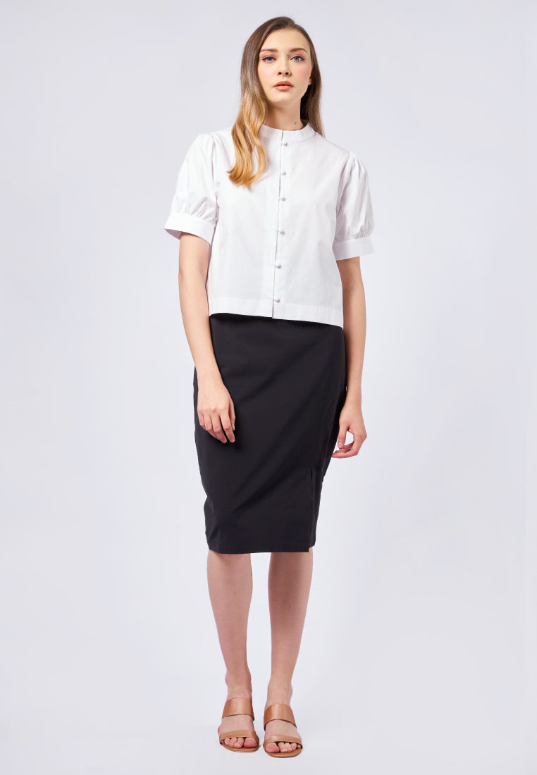 Short Balloon Sleeve Blouse