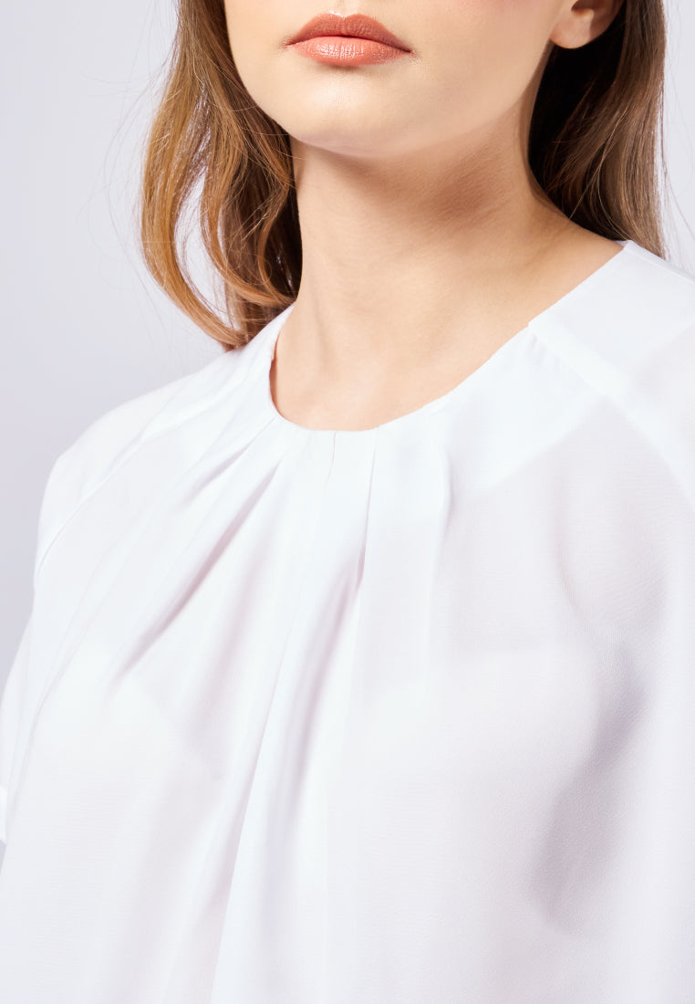 Pleated Short Sleeve Blouse