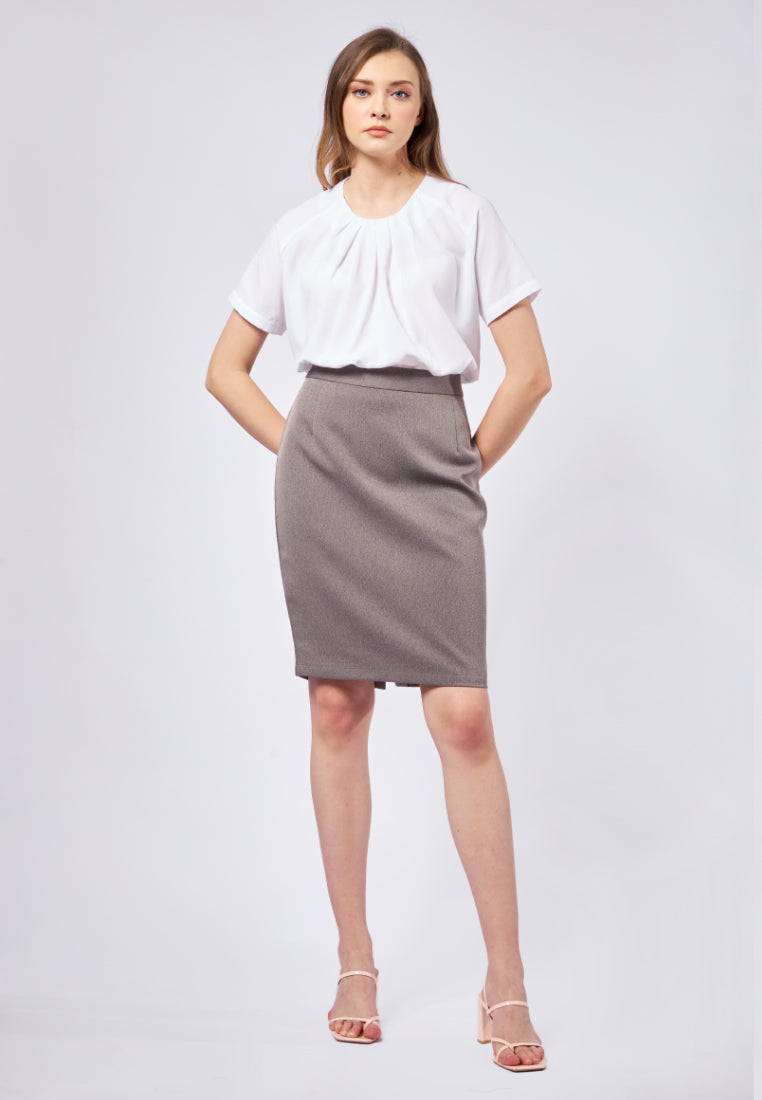Pleated Short Sleeve Blouse