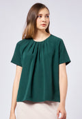 Pleated Short Sleeve Blouse