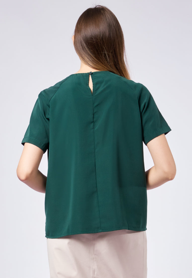 Pleated Short Sleeve Blouse