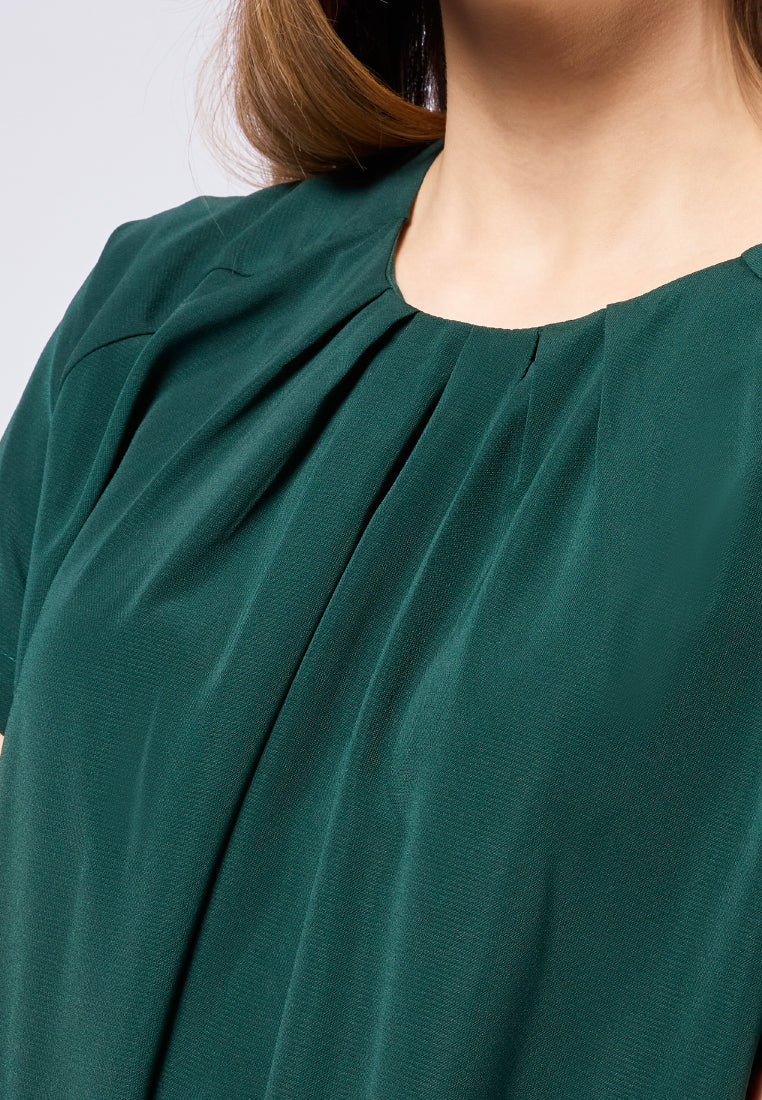 Pleated Short Sleeve Blouse