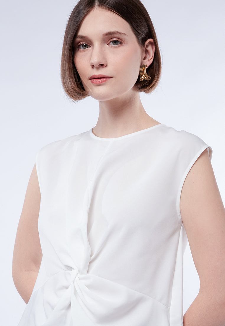 Twisted Front Sleeveless Blouse
