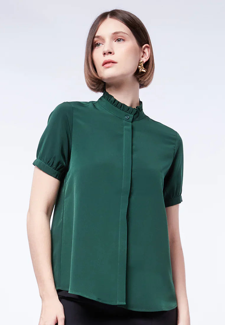 High Neck Puff Sleeve Blouse