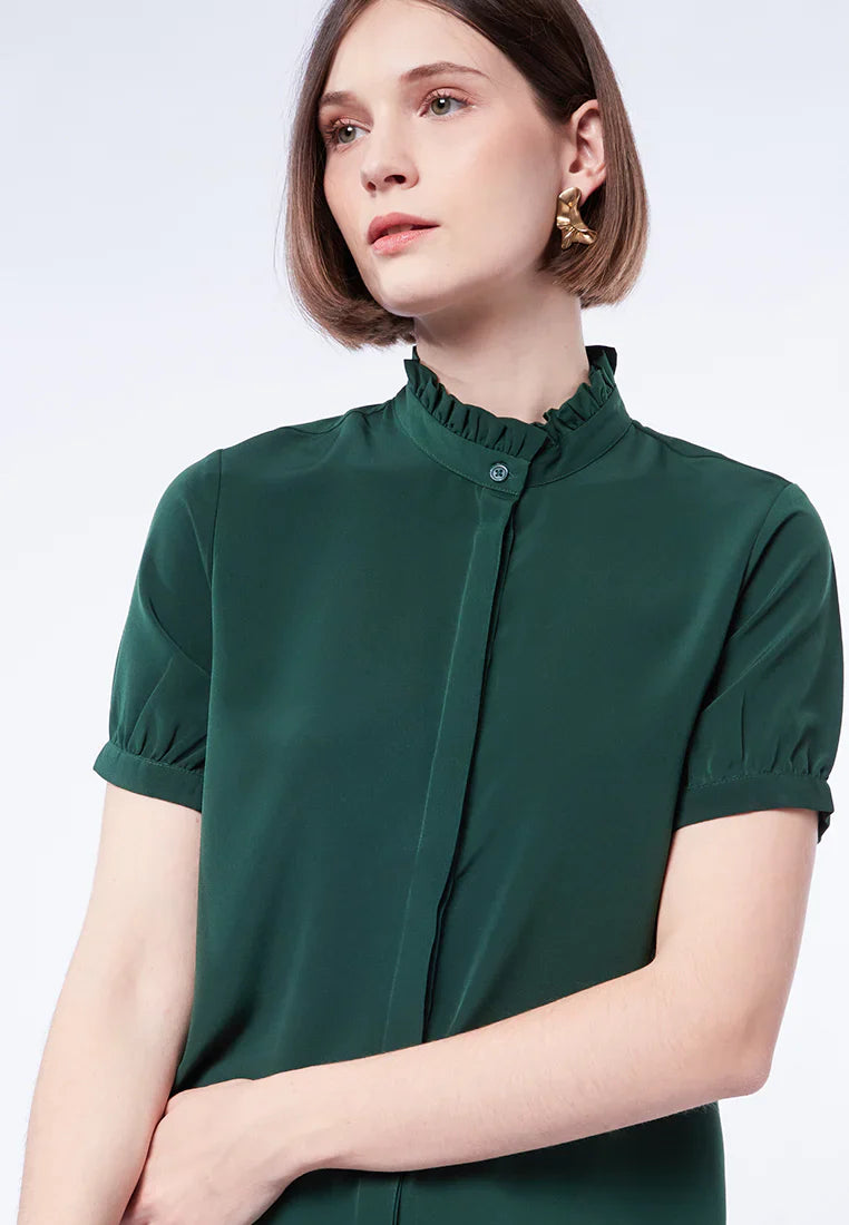 High Neck Puff Sleeve Blouse
