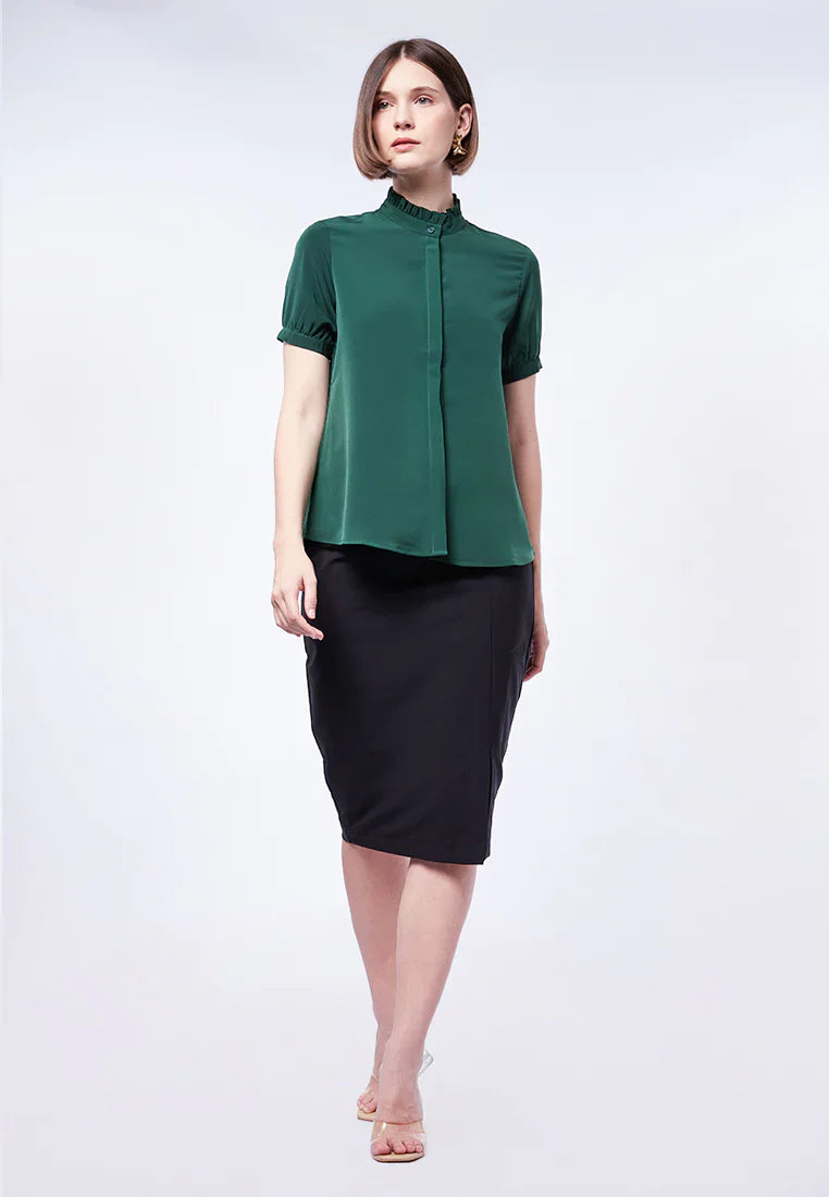 High Neck Puff Sleeve Blouse