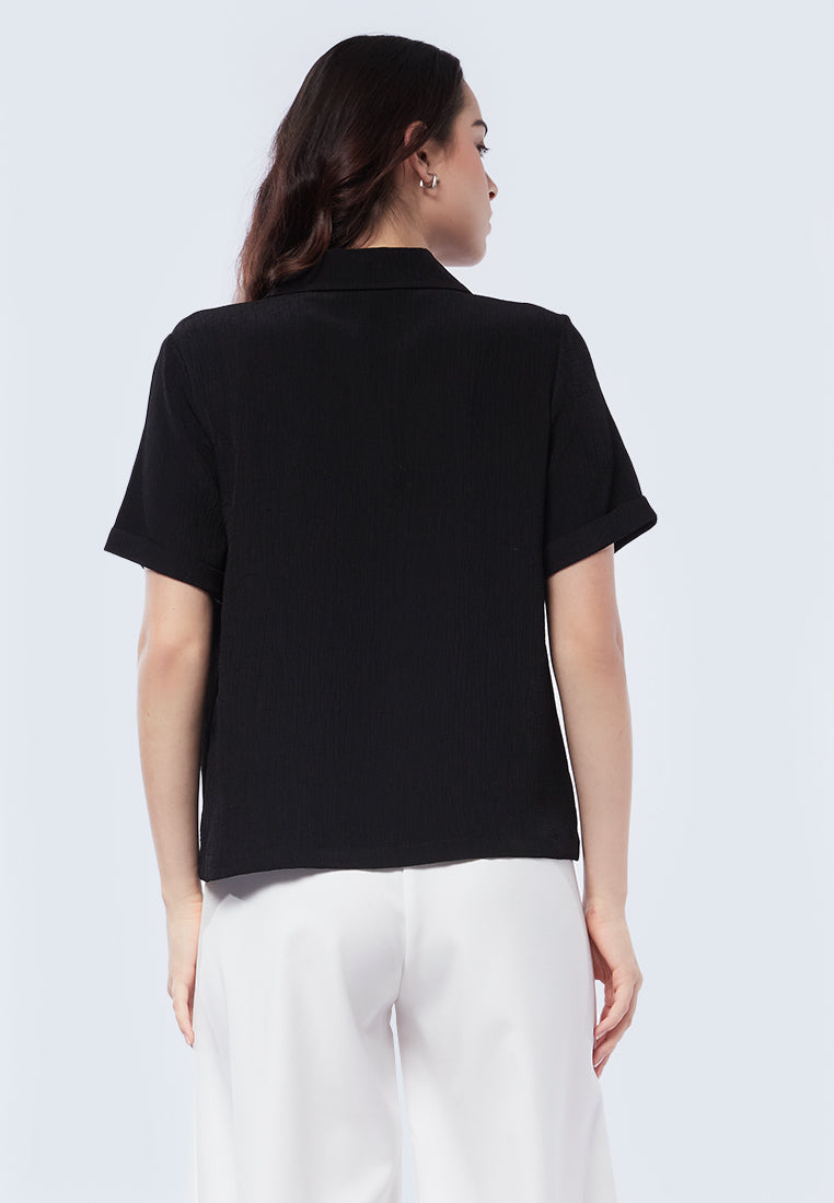 Crinkle Short Sleeve Blouse