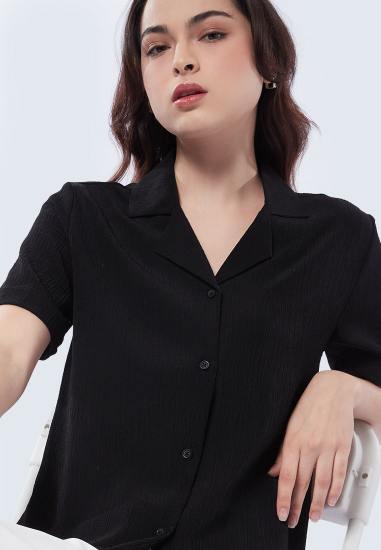 Crinkle Short Sleeve Blouse