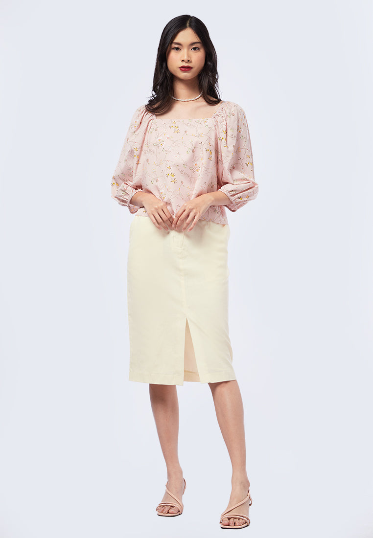 Square Neck Puff Sleeves Top