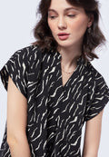 V-Neck Printed Short Sleeve Blouse