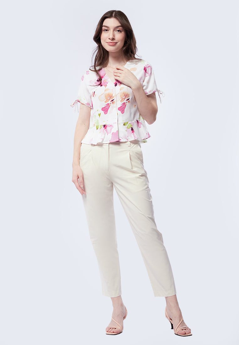 V-Neck Peplum Blouse
