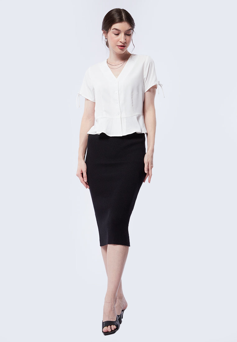 V-Neck Peplum Blouse