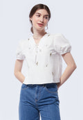 Embroidered Puff Sleeve Blouse