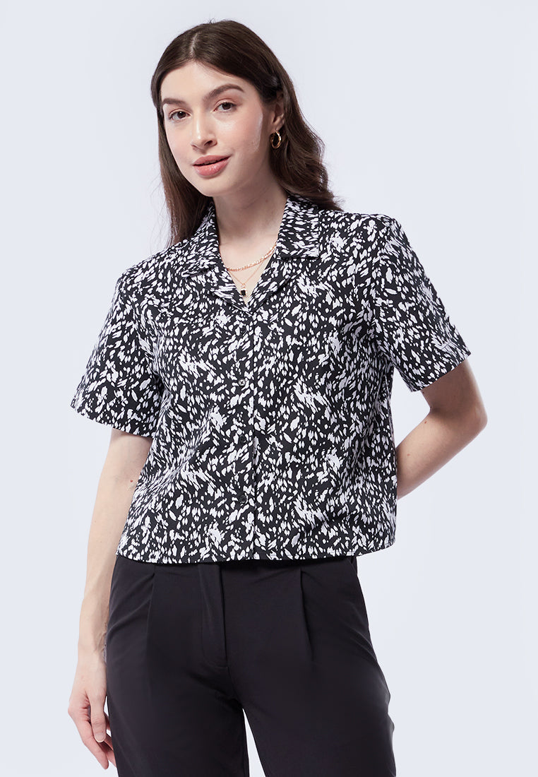 Printed Short Sleeve Blouse