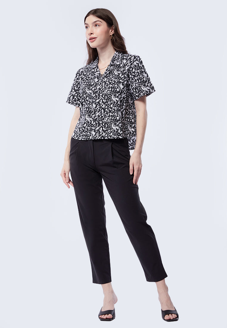 Printed Short Sleeve Blouse