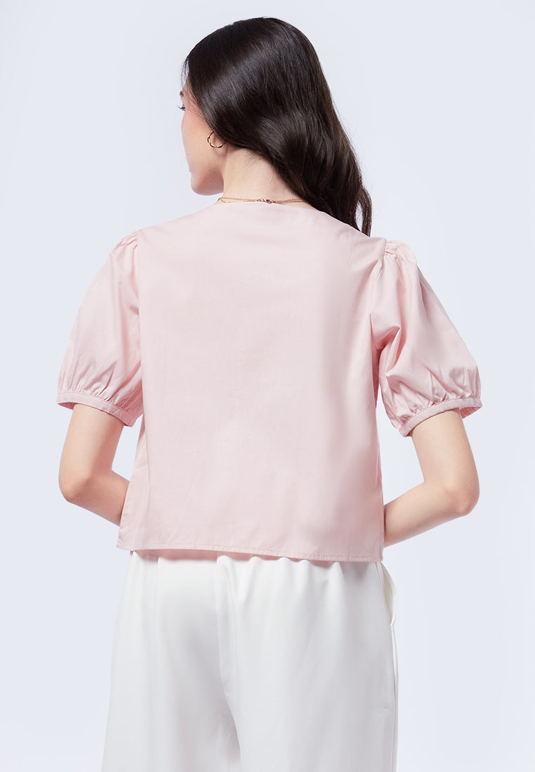V-Neck Short Sleeve Blouse