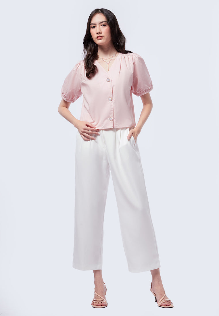 V-Neck Short Sleeve Blouse